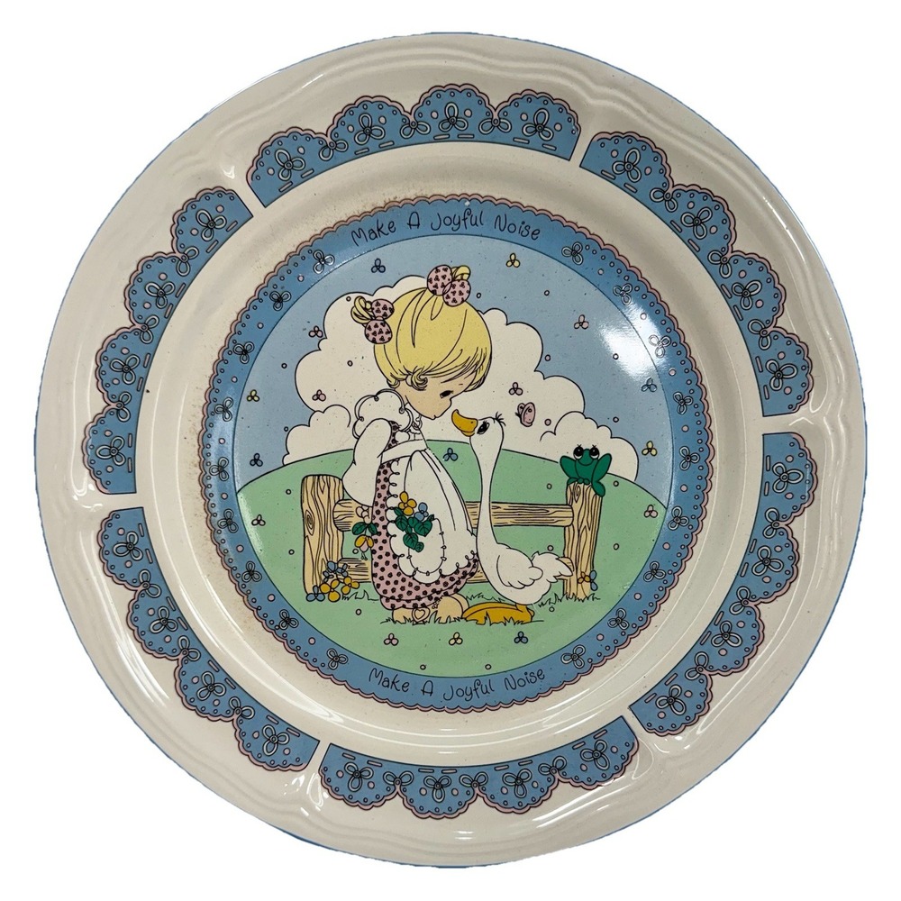 Precious Moments 10.5" Plate  Make A Joyful Noise Girl Goose Ceramic 1992 Enesco